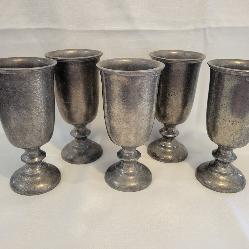 Wilton Armetale Pewter Plough Tavern Goblets, Vintage, Set of 5